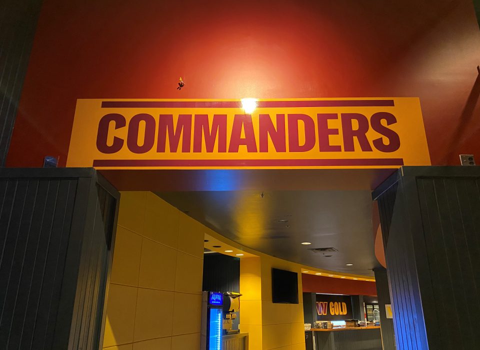 Signage by Pinpoint at FedEx Field for the Washington Commanders.