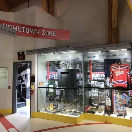 Photo showing the exhibits at the Bobby Orr Hall of Fame.